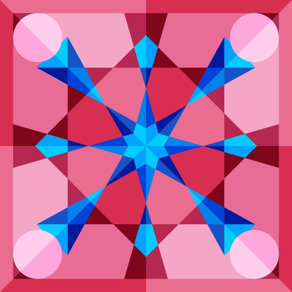 This is a blue and pink geometric polygonal kaleidoscope pattern vector