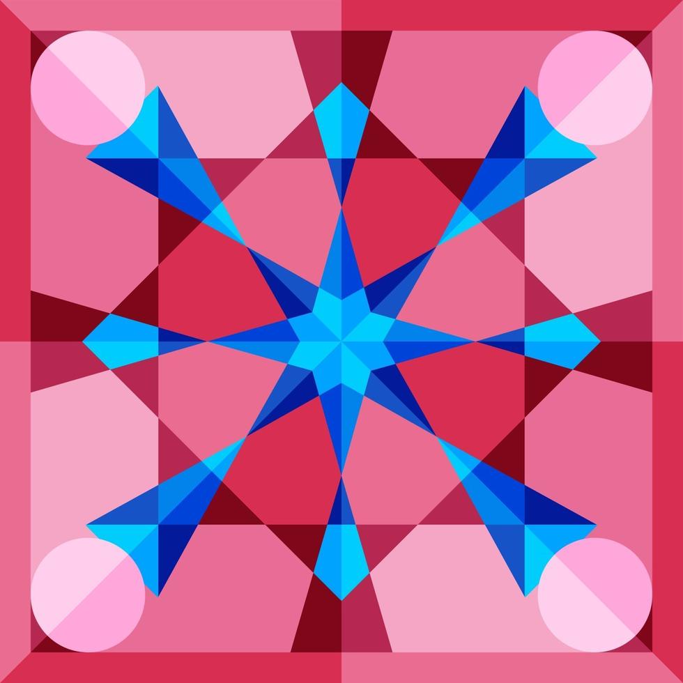 This is a blue and pink geometric polygonal kaleidoscope pattern vector