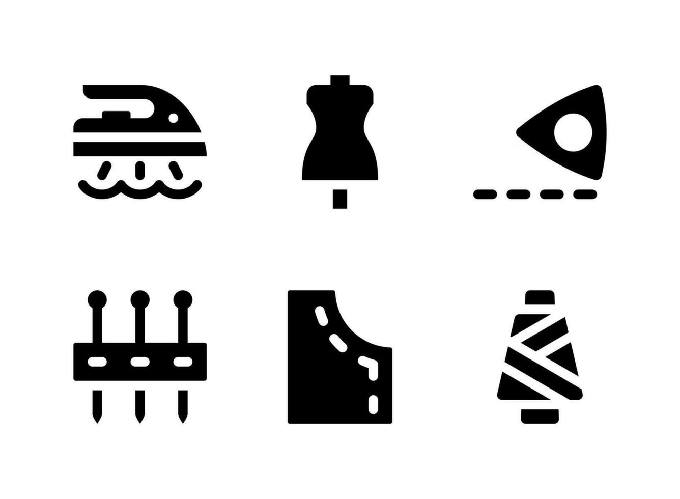 Simple Set of Sewing Related Vector Solid Icons