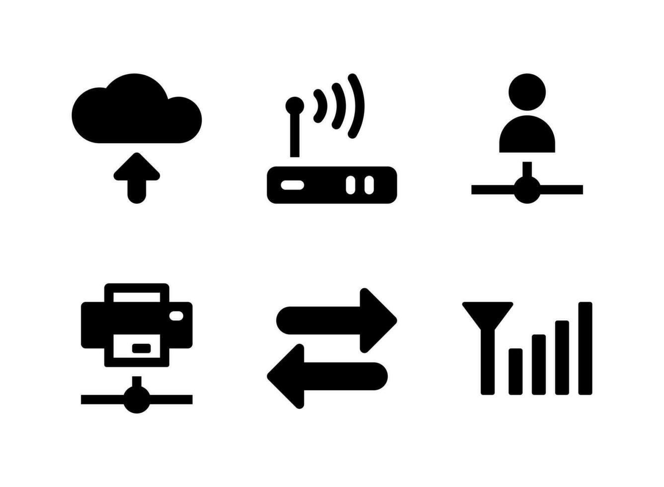 conjunto simple de iconos sólidos vectoriales relacionados con la red vector