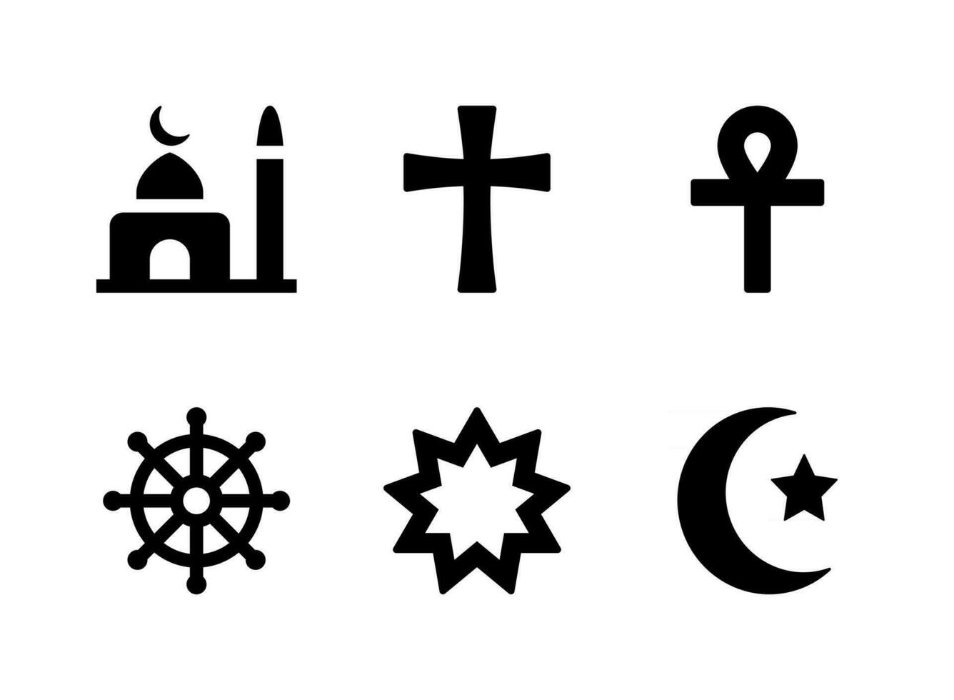 Conjunto simple de iconos de líneas vectoriales relacionadas con la religión vector