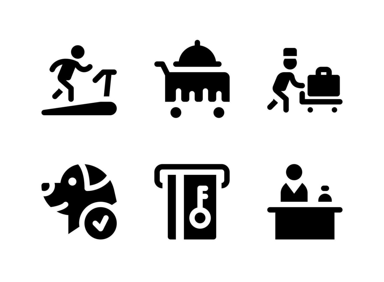 Simple Set of Hotel Service Related Vector Solid Icons