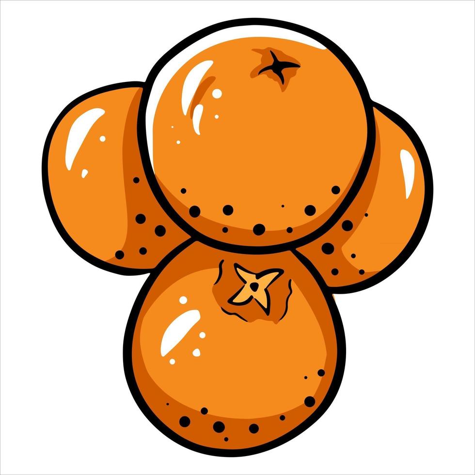 Mandarins Several tangerines on top of each other Citrus fruits Vitamin C Cartoon style vector