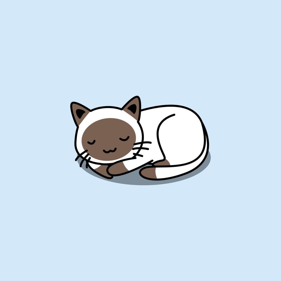 Cute siamese cat sleeping cartoon vector