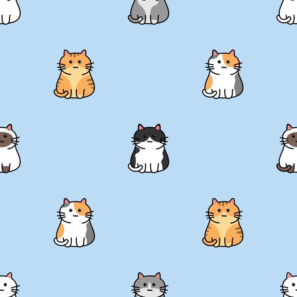 Cute cat cartoon seamless pattern vector