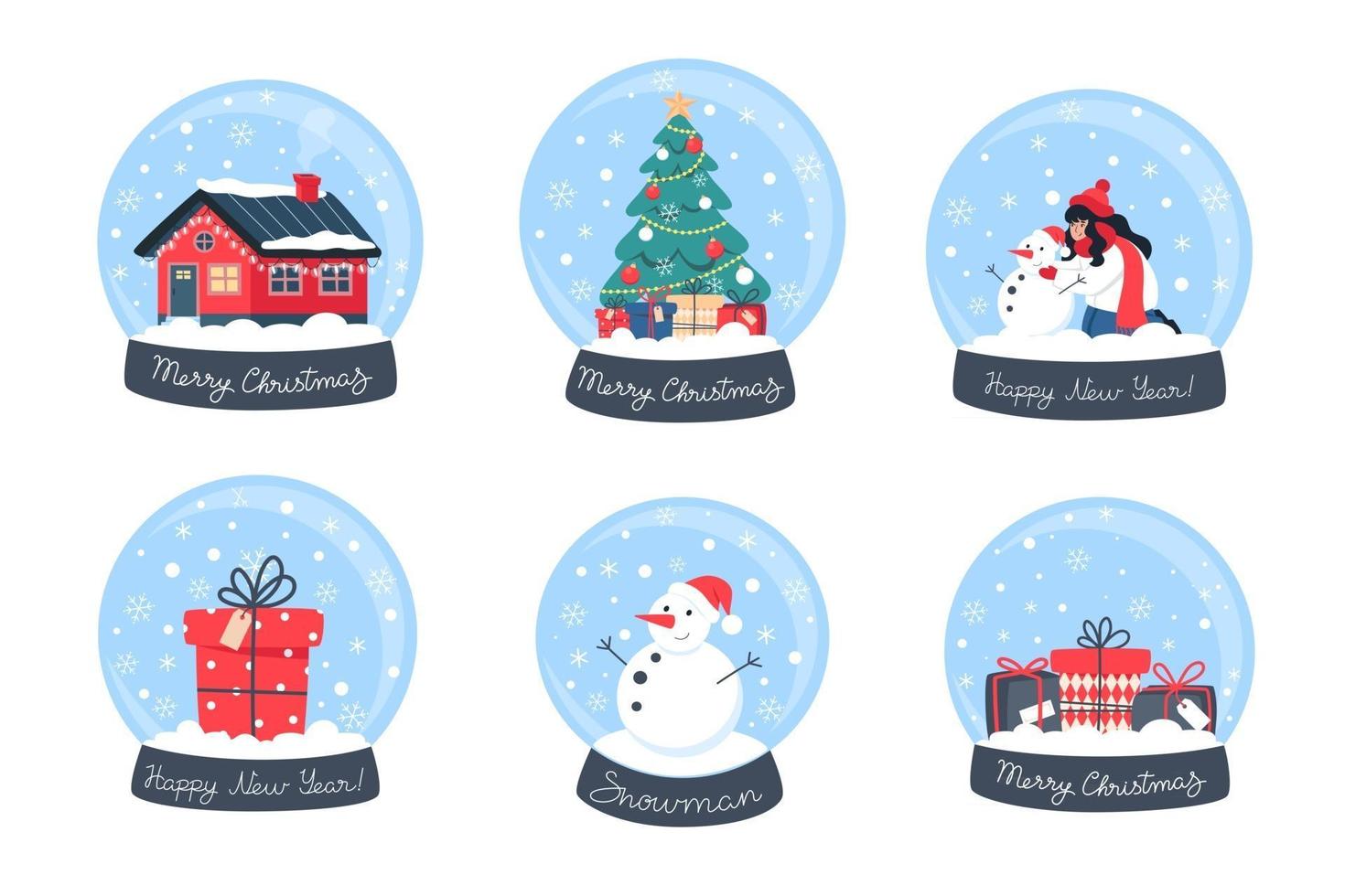 colección de bolas de nieve de navidad vector