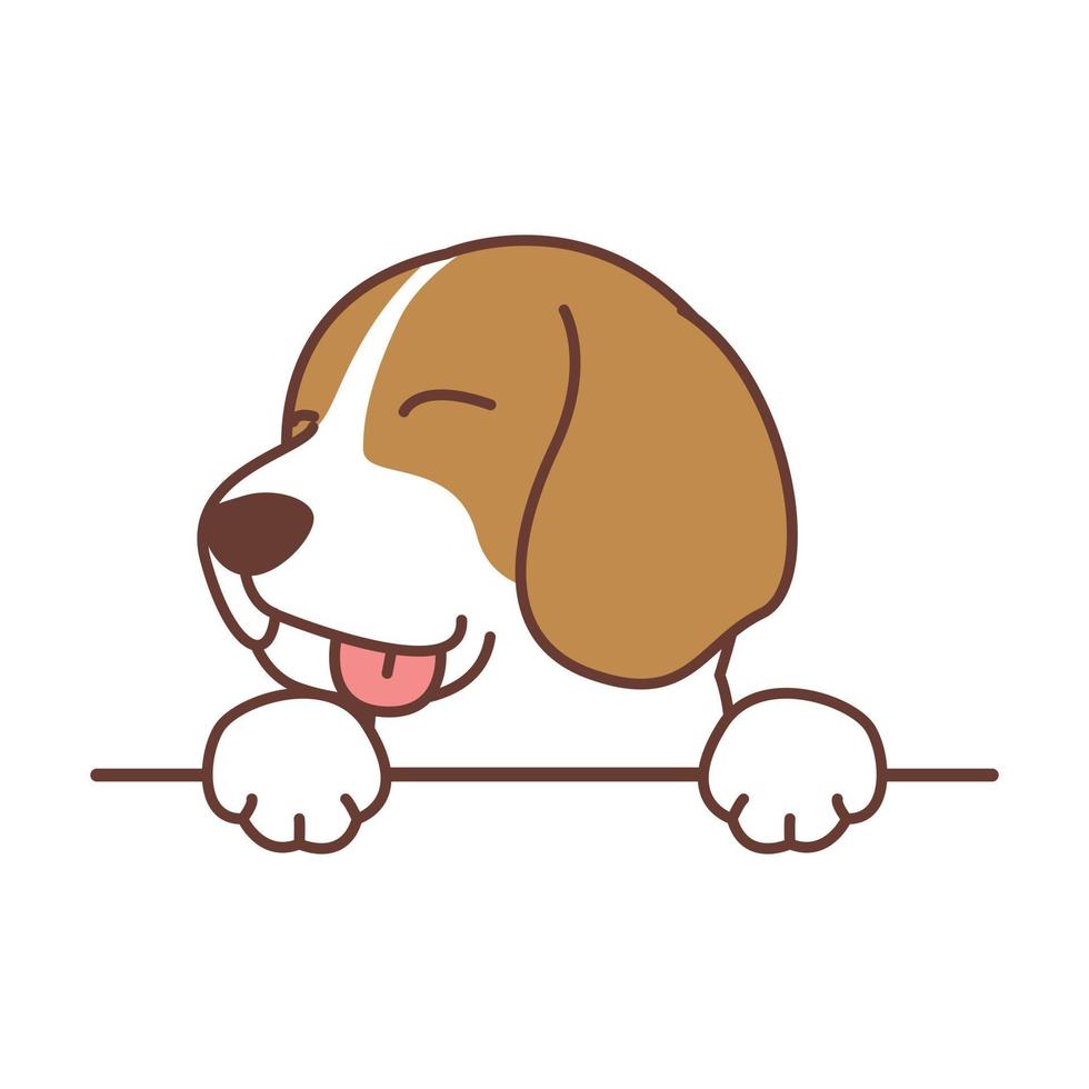 Cute beagle dog paws up over wall vector