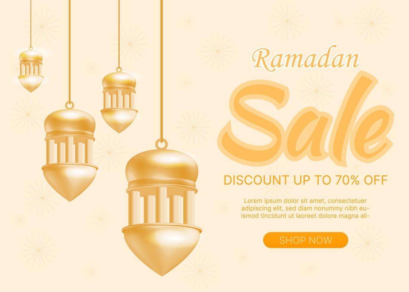 EID Ramadan sale gold background vector