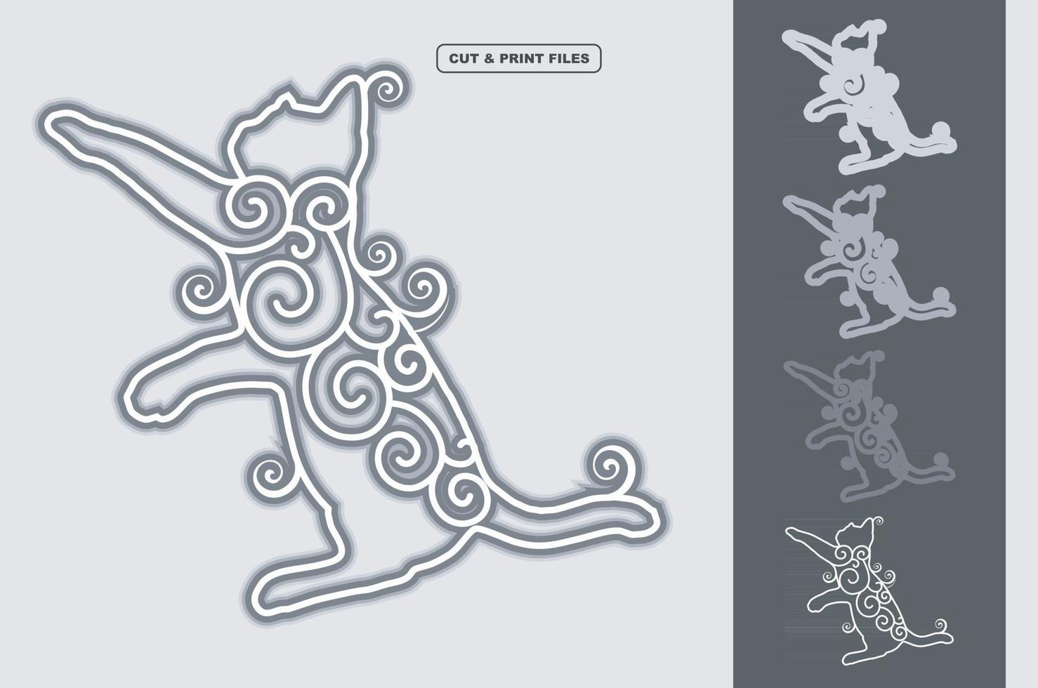 Cat Mandala Layered 3D Vector