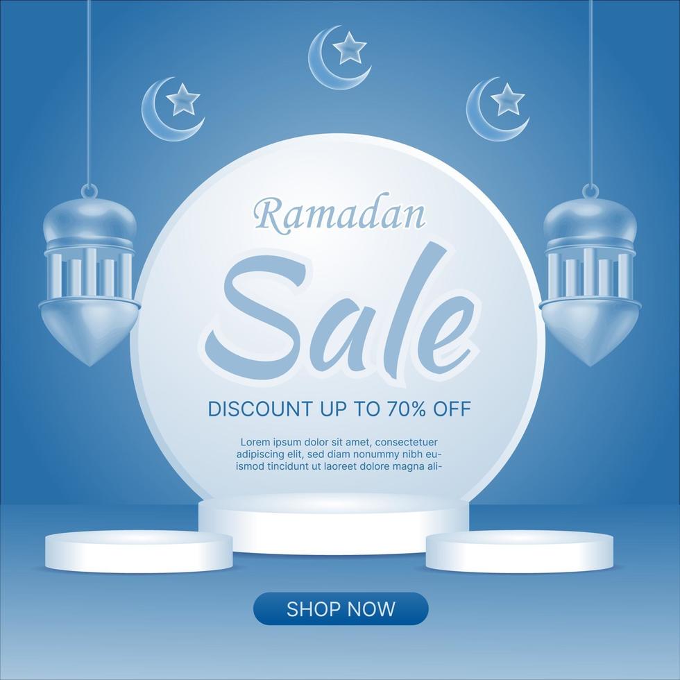 EID Ramadan sale blue background vector