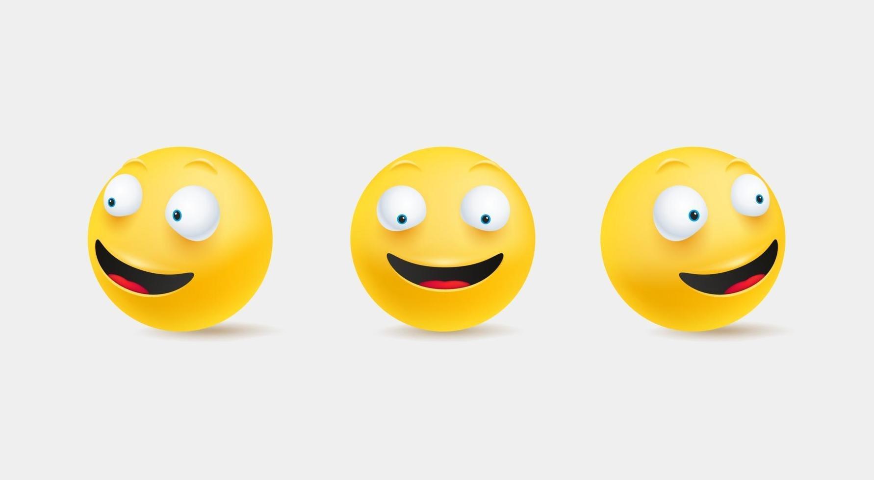 emoticonos sonrientes en lindo conjunto de vectores de estilo 3d