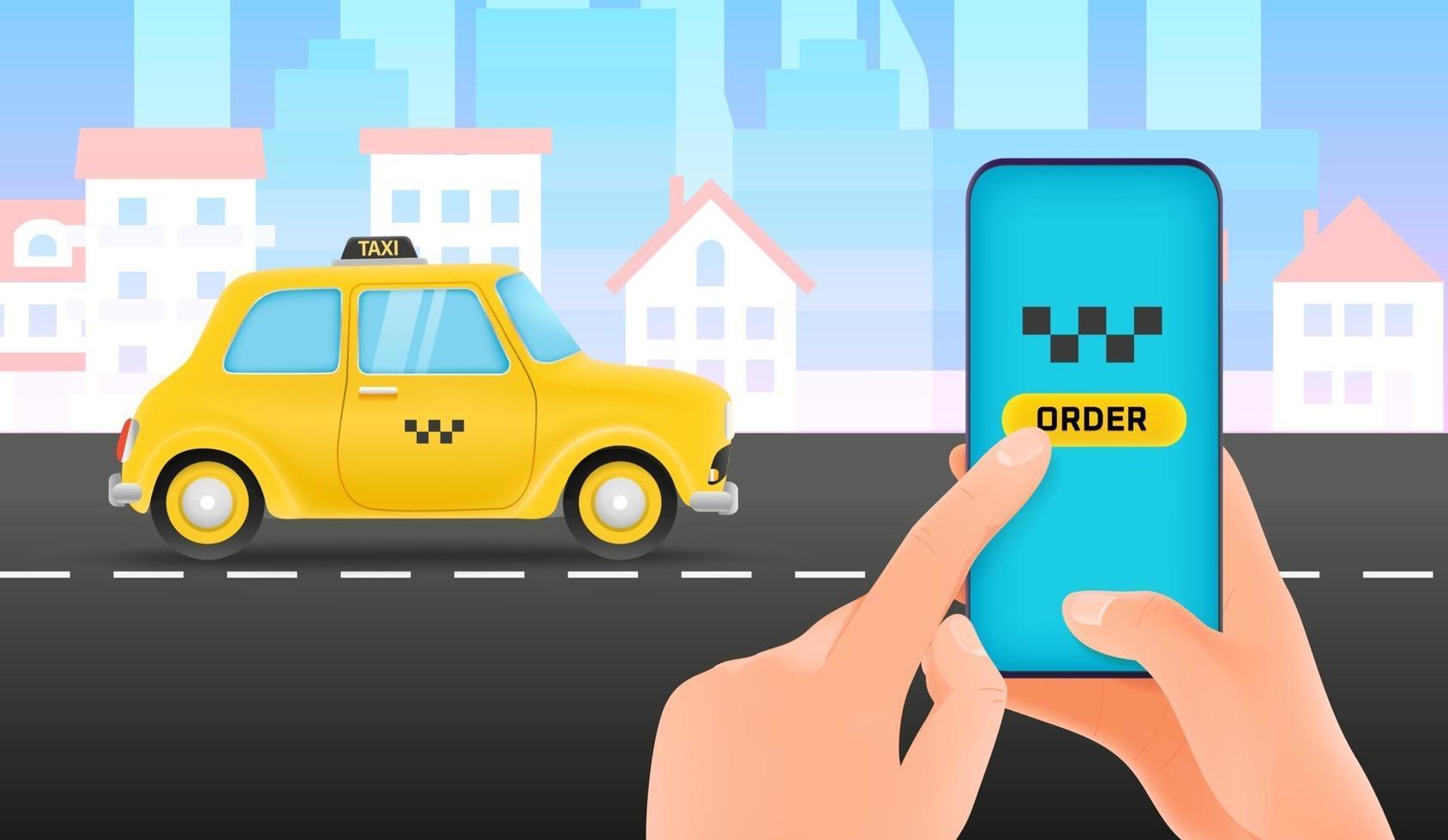 concepto de servicio de taxi aplicación móvil vector