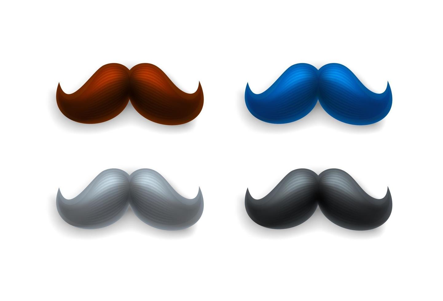 Elegant retro styled curly moustache vector set