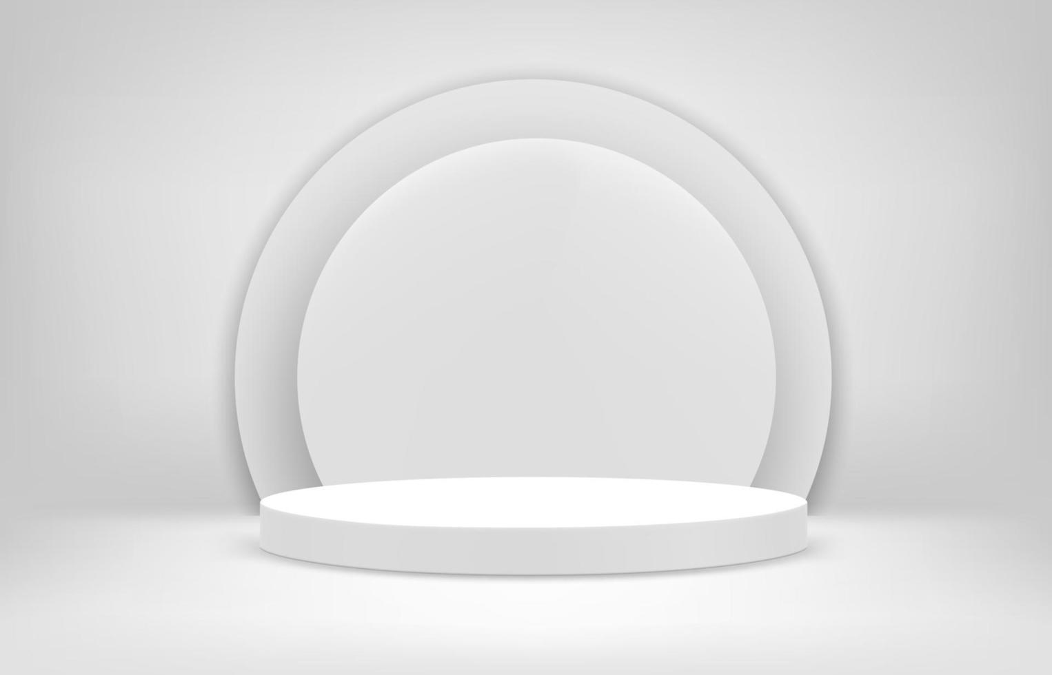 Bright white interior scene with round pedestal vector