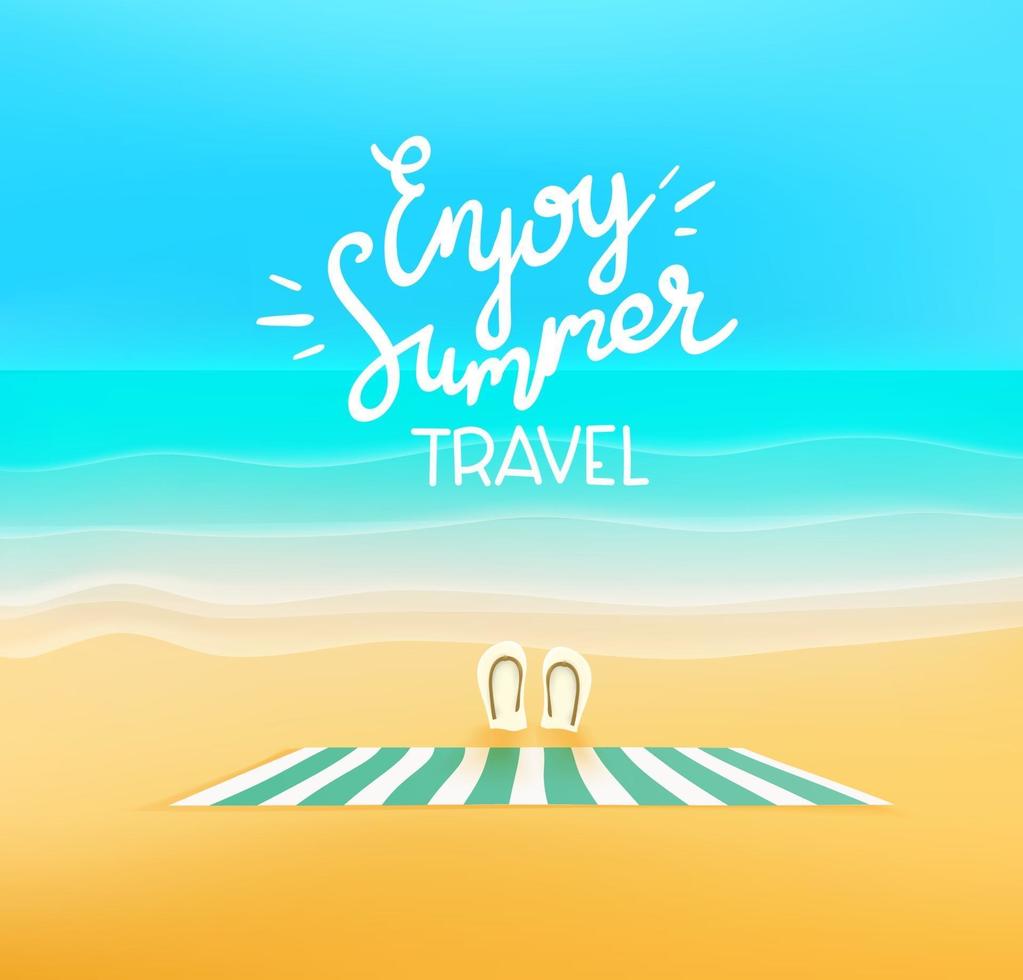 Beautiful landscape with empty beach and logo vector