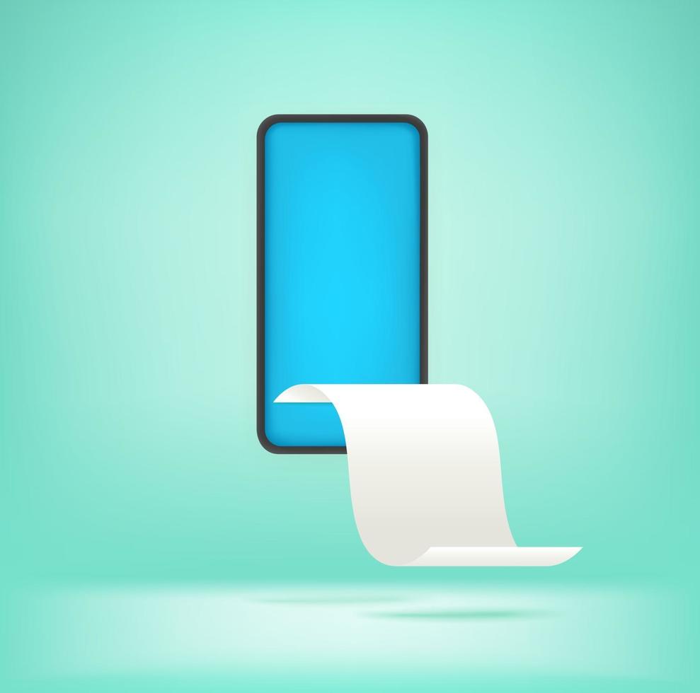 Modern smartphone with paper check vector