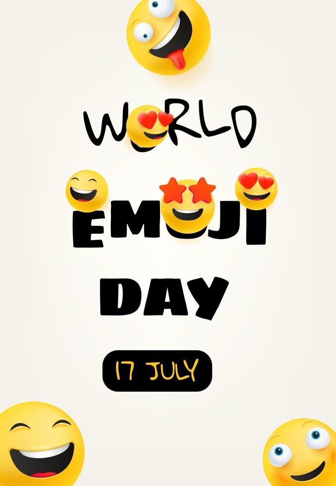 World emoji day greeting card vector