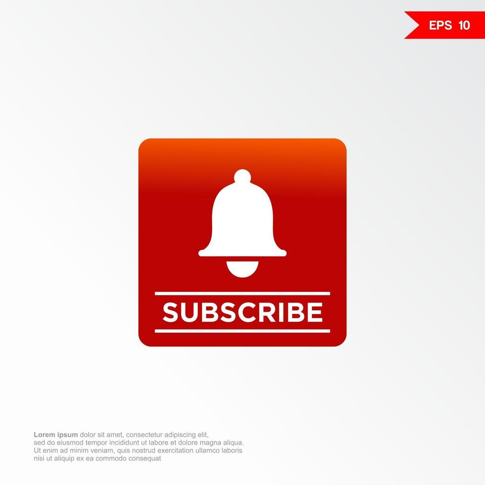 Subscribe Button Template with the notification bell icon vector