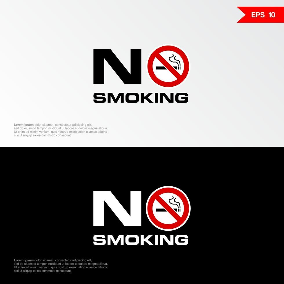 Señal de prohibido fumar y toma rojo prohibición con cigarrillos y humo sobre fondo blanco y negro vector
