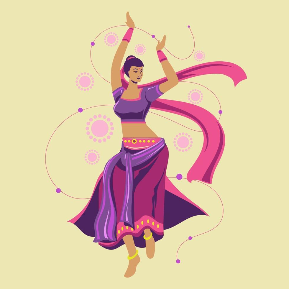 diseño vectorial de mujer tocando la danza garba para la noche dussehra dandiya durante navratri vector