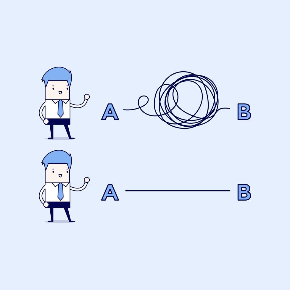 Businessmen one with clear plans the other with chaotic plans Cartoon character thin line style vector