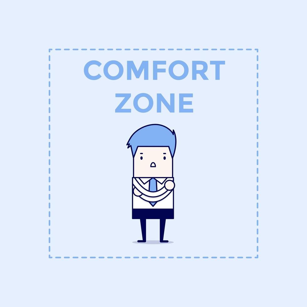 Businessman standing in comfort zone Cartoon character thin line style vector