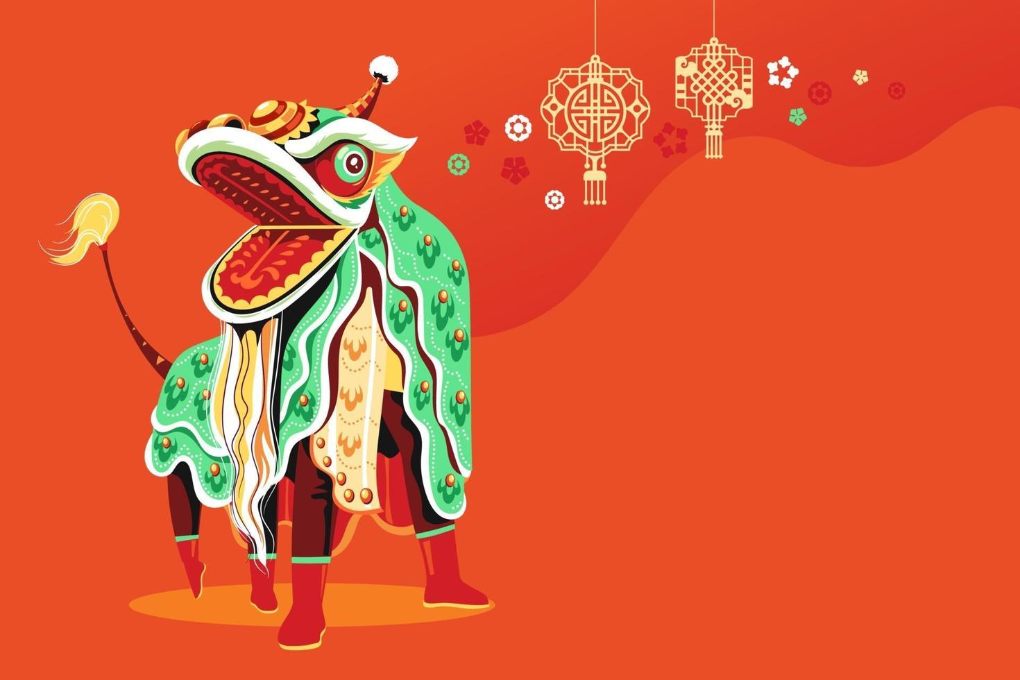 danza del león del año nuevo chino vector