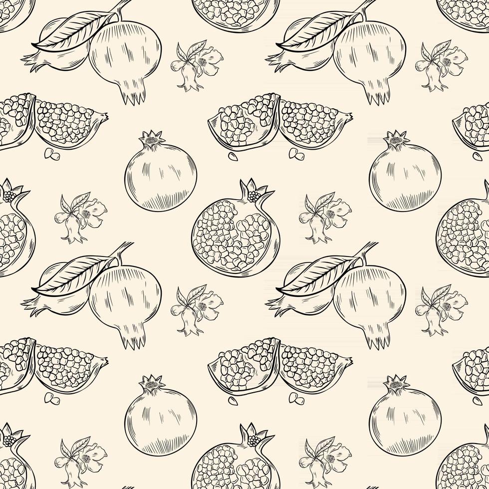 Seamless background with pomegranate fruits vector