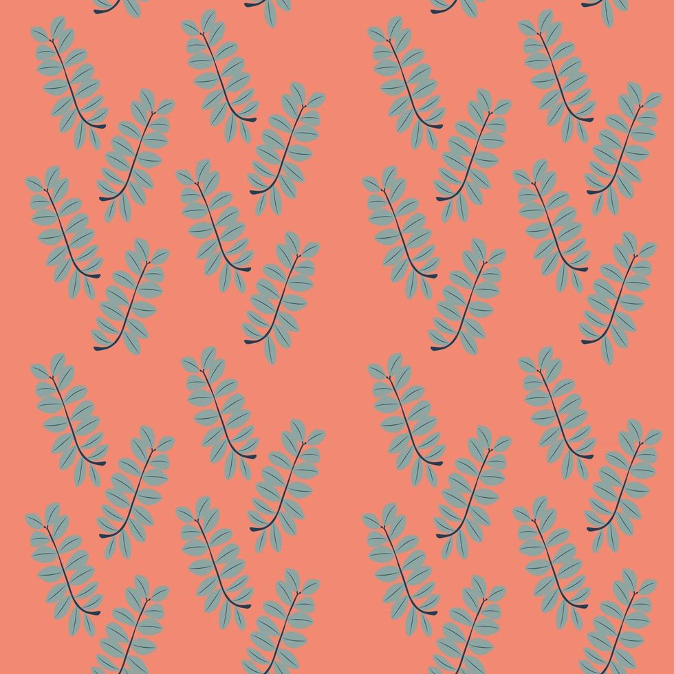 Seamless repeating pattern of green leaves on a pink background vector