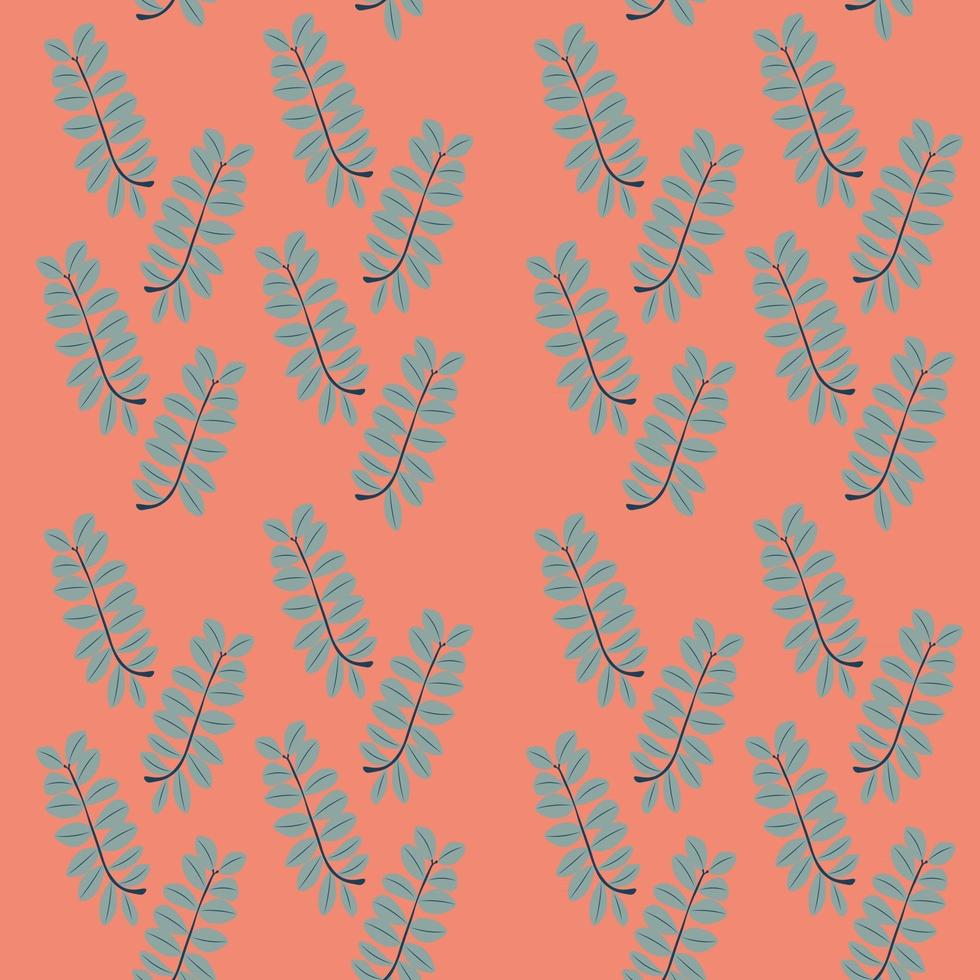 Seamless repeating pattern of green leaves on a pink background vector