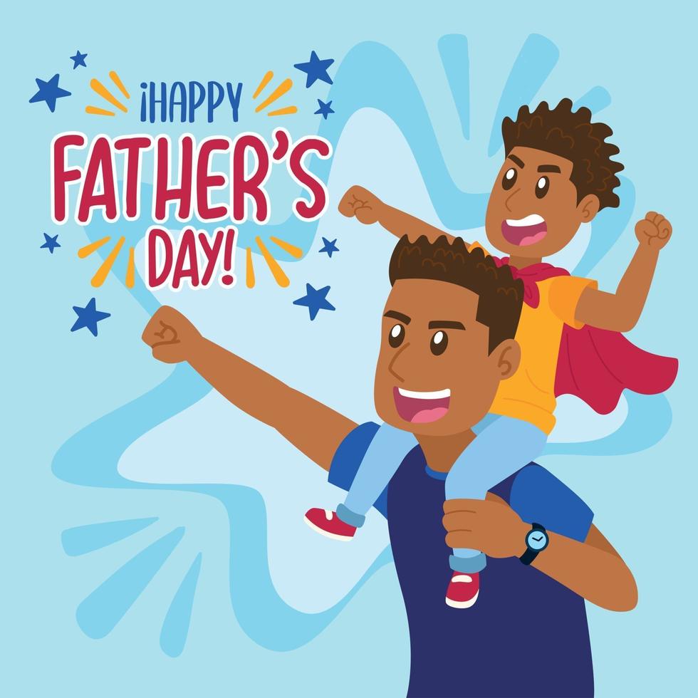 Happy dad playing with his son for Father's day vector