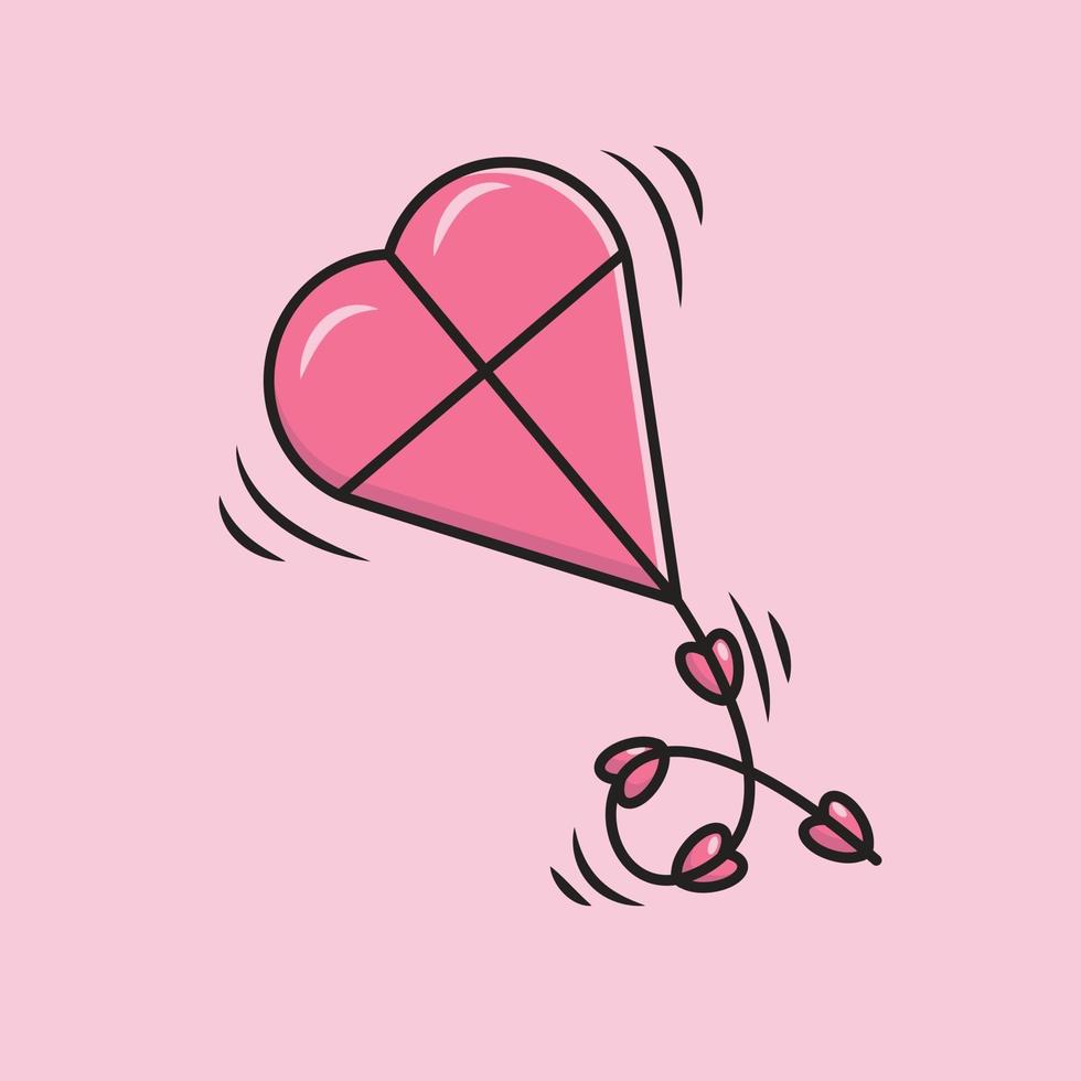 cometa en forma de corazón y rosa ilustración vector