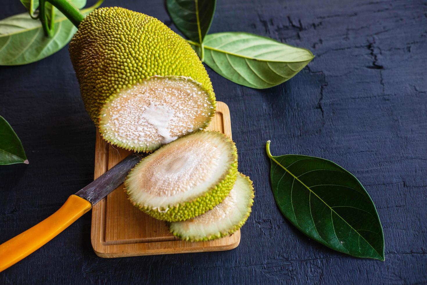 Jackfruit on a black background. photo