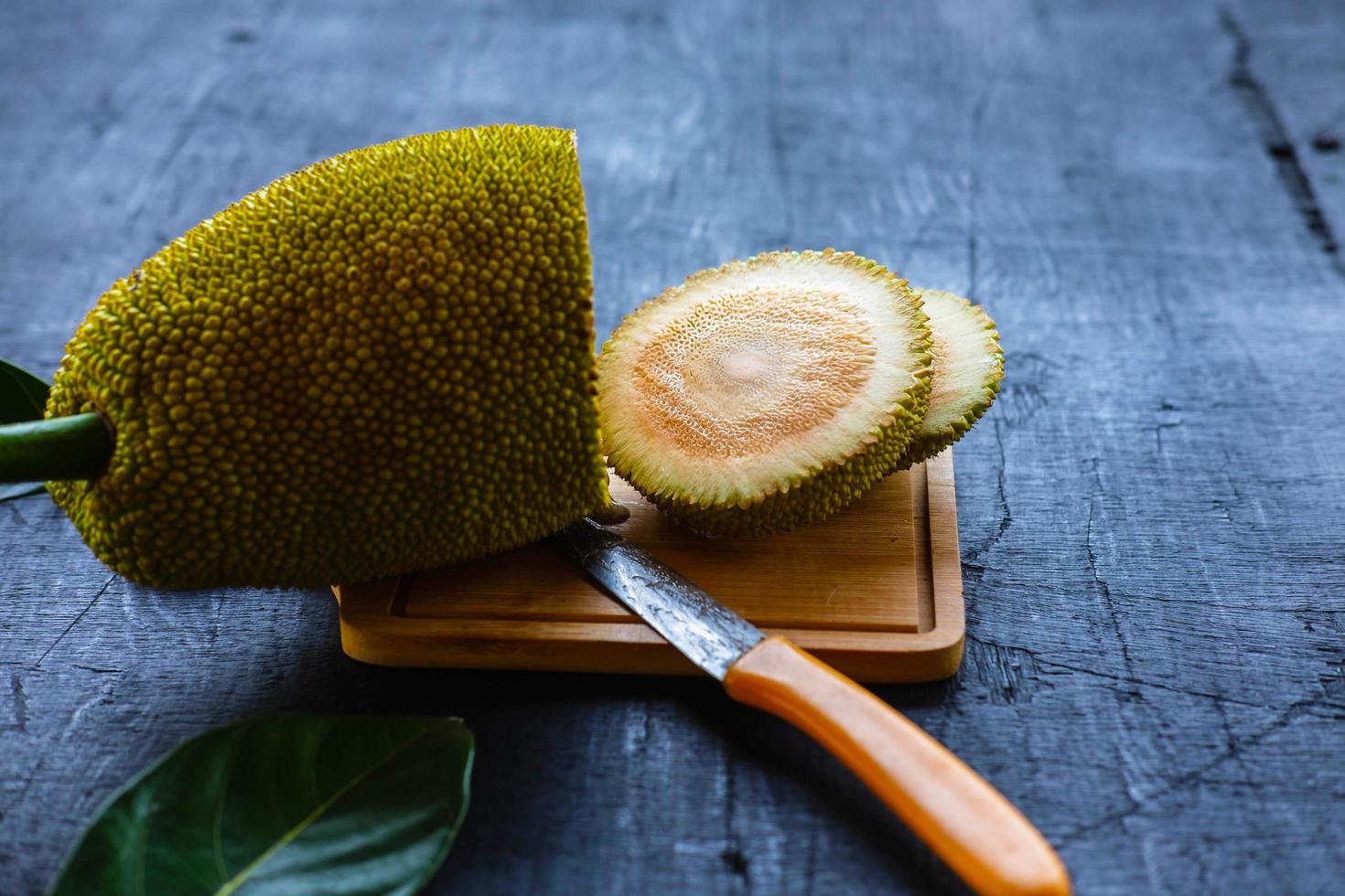 Jackfruit on a black background. photo