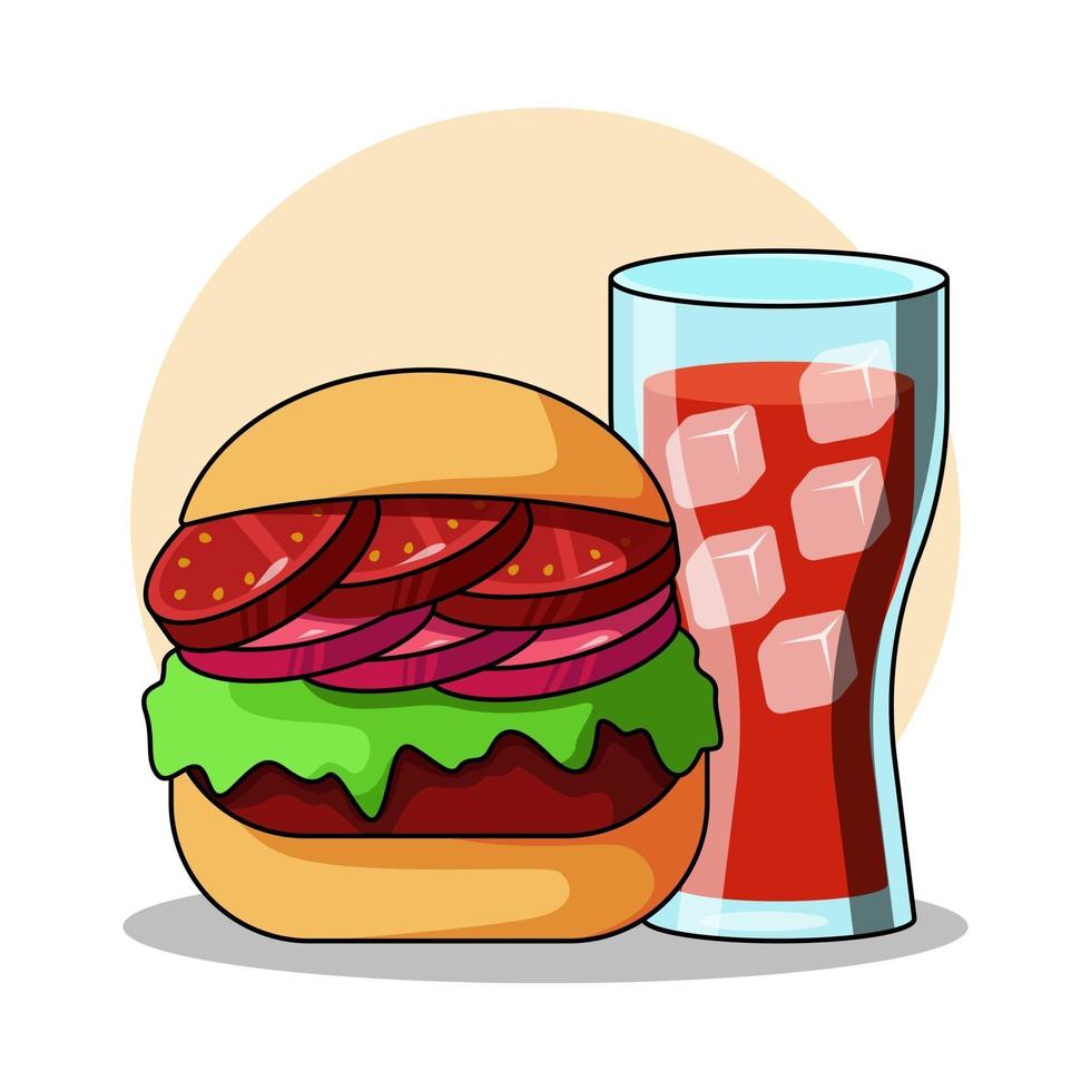 Burger and cola vector icon illustration