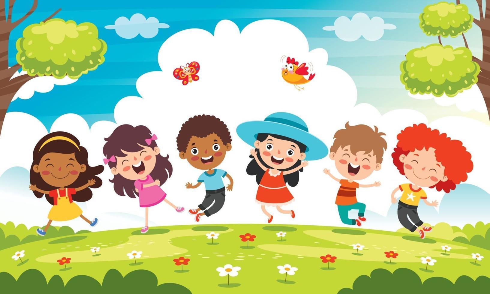 Happy Multi Ethnic Kids Playing Together vector