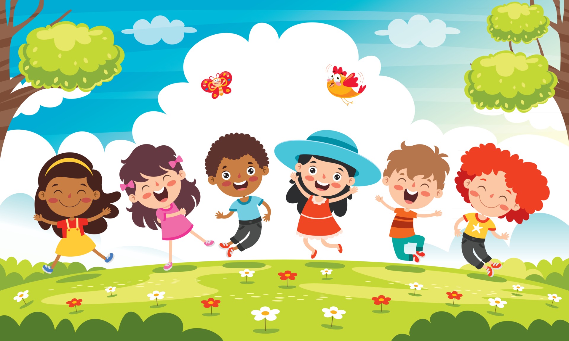 Happy Multi Ethnic Kids Playing Together 2404321 Vector Art at Vecteezy