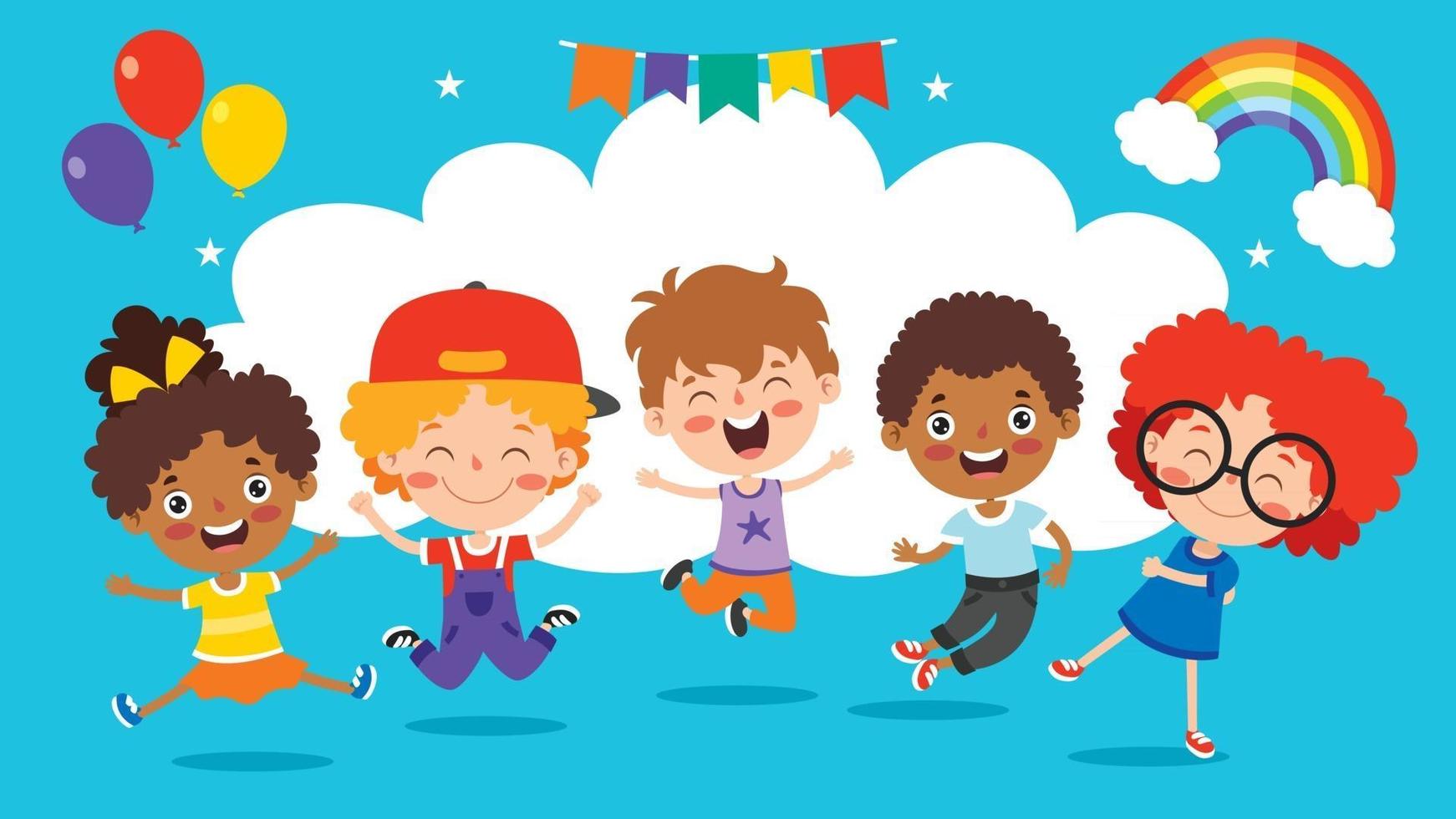 Happy Multi Ethnic Kids Playing Together vector