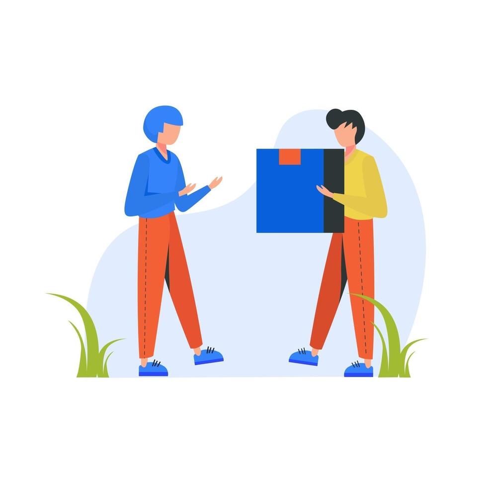 Courier delivers goods to customer vector