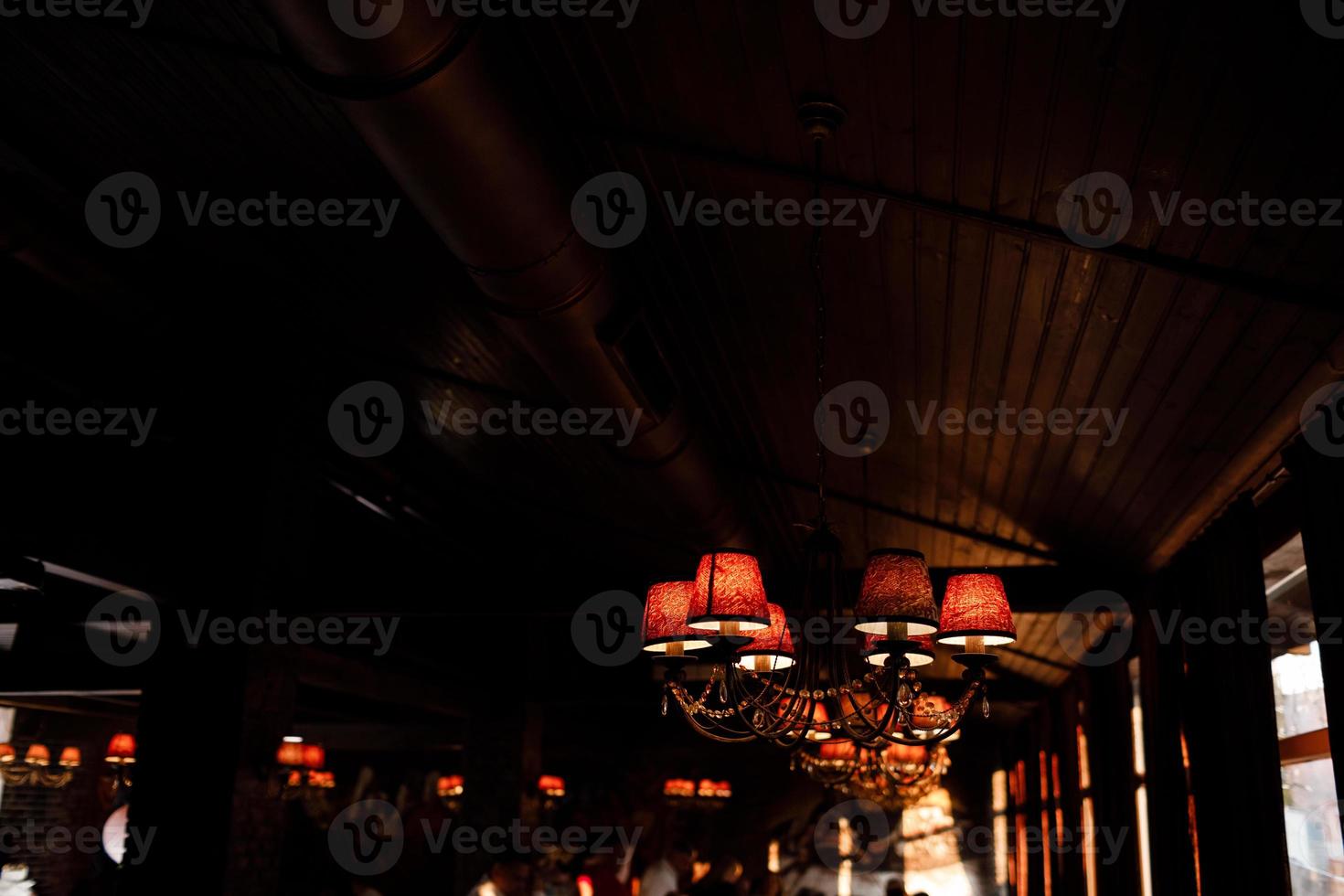 Chandeliers in the interior restaurant photo