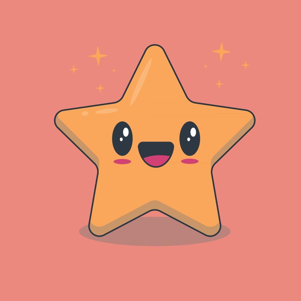 bonita estrella kawaii sonriendo vector