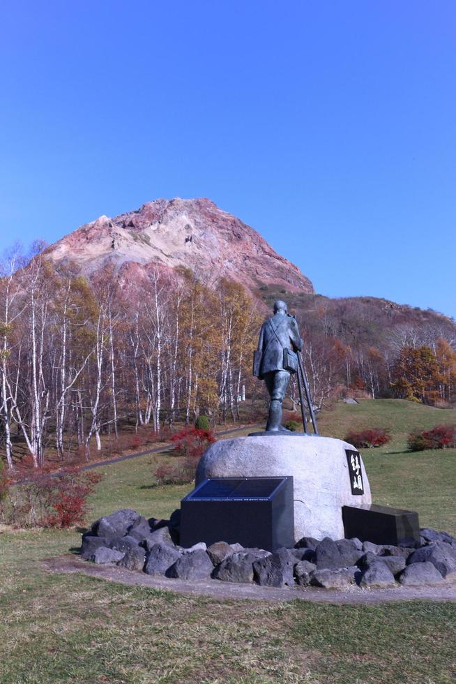 Hokkaido, Japan 2015- At Mt Showa Shinzan active volcano with blue sky photo