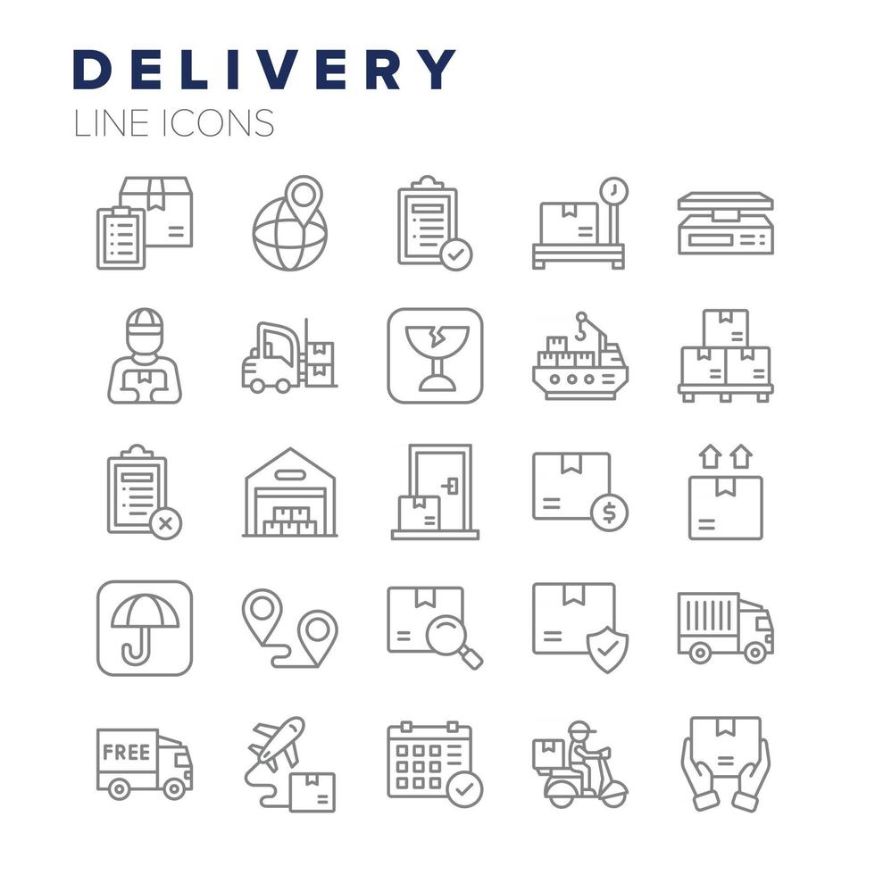 Delivery Line Icons Set vector