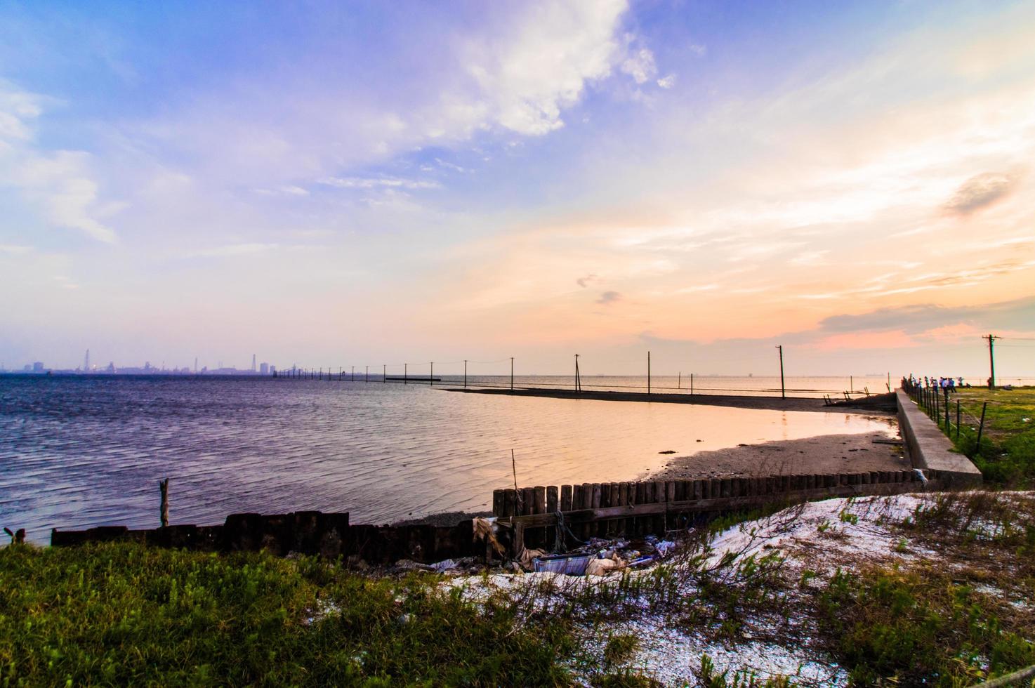 Tokyo bay with beautiful sunset sky photo