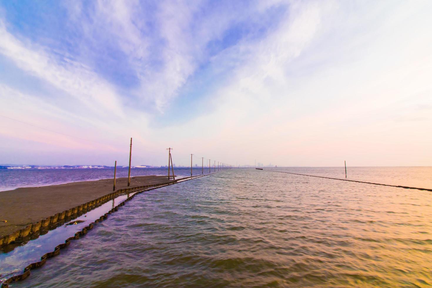 Tokyo bay with beautiful sunset sky photo