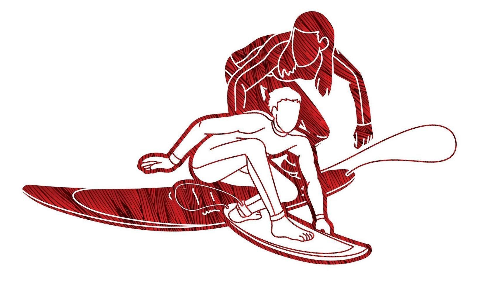 surfista acción surf deporte gráfico vector