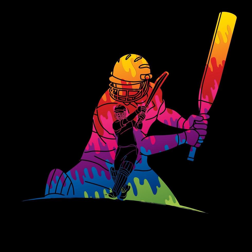 Abstract Cricket Player Sport Action vector