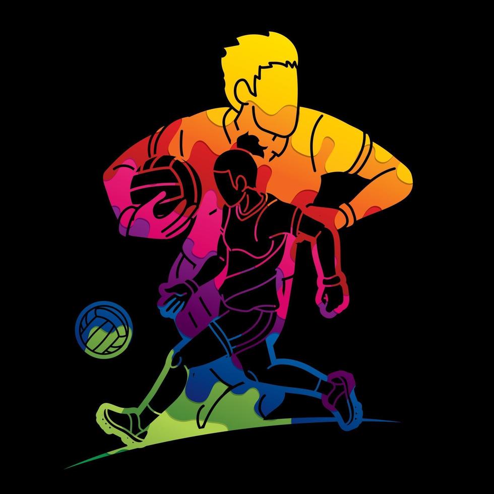 Abstract Gaelic Football Male and Female Player vector