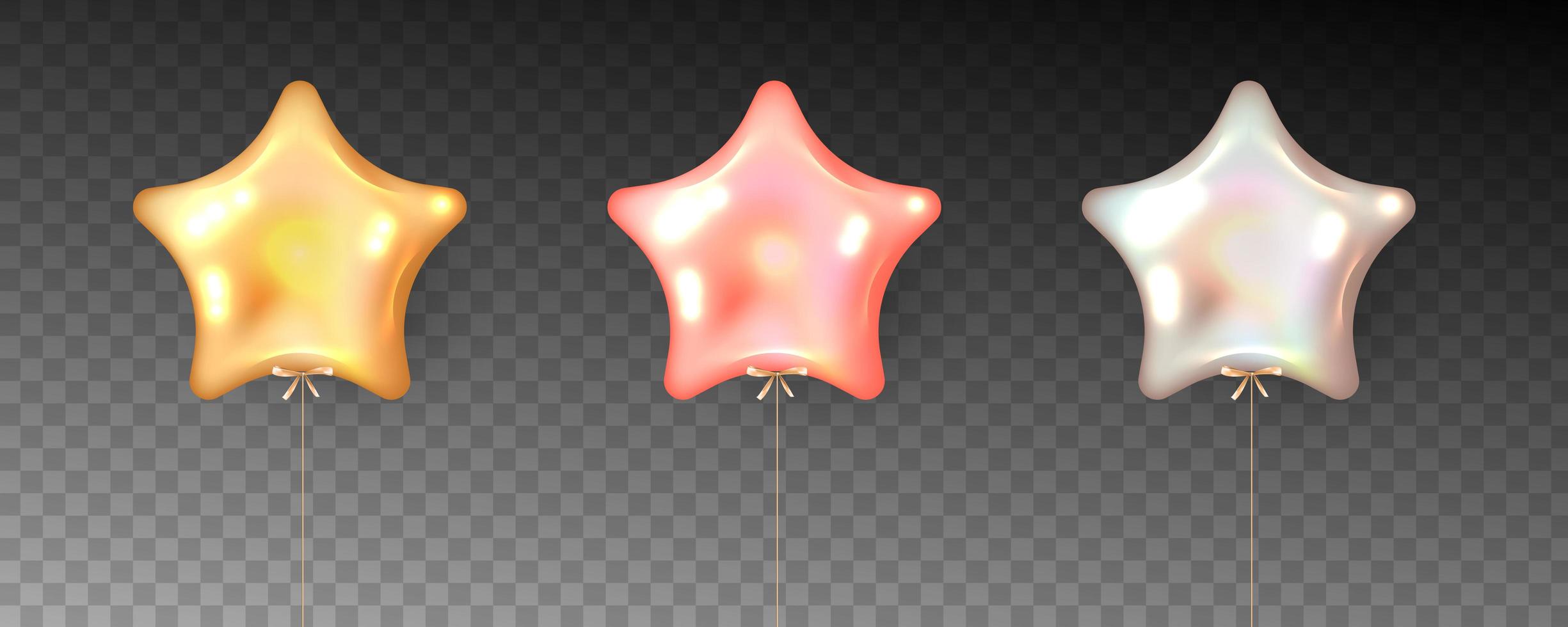 Colorful set of star shape balloons on transparent background vector