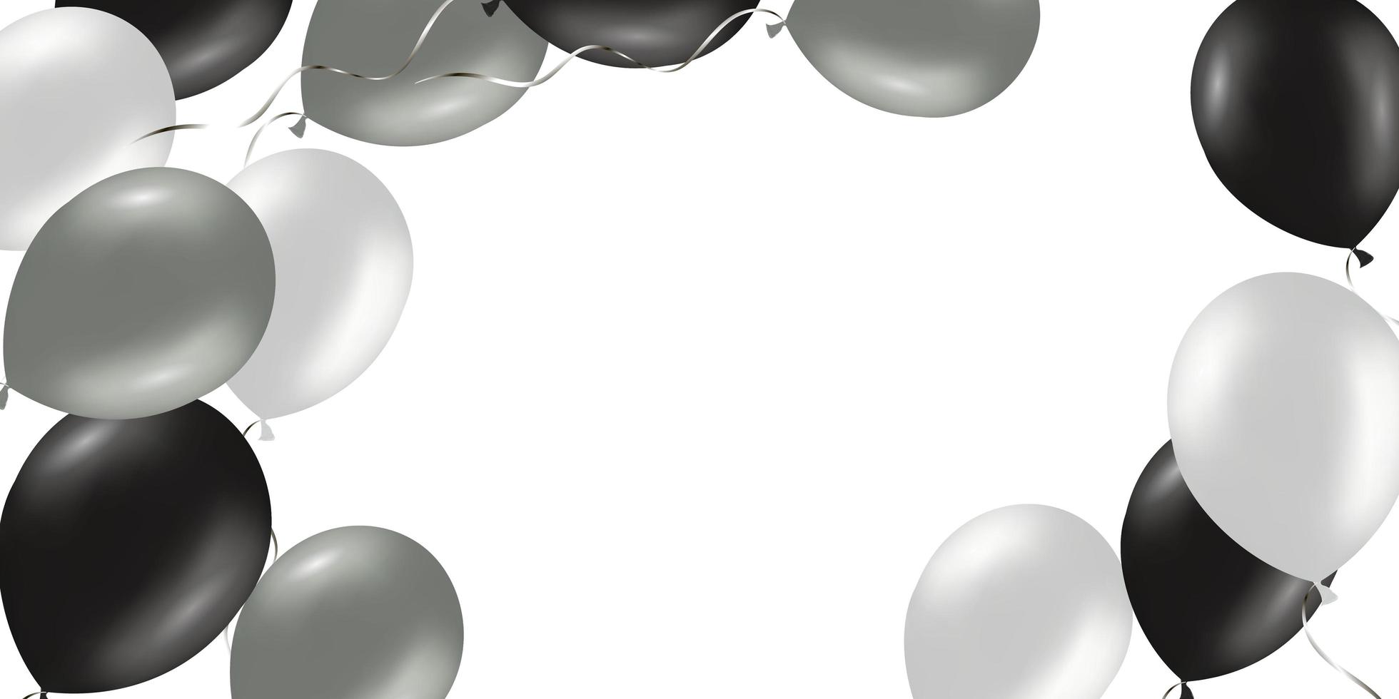 horizontal banner with black and silver helium balloons vector